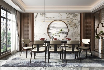 新中式餐厅3D模型下载